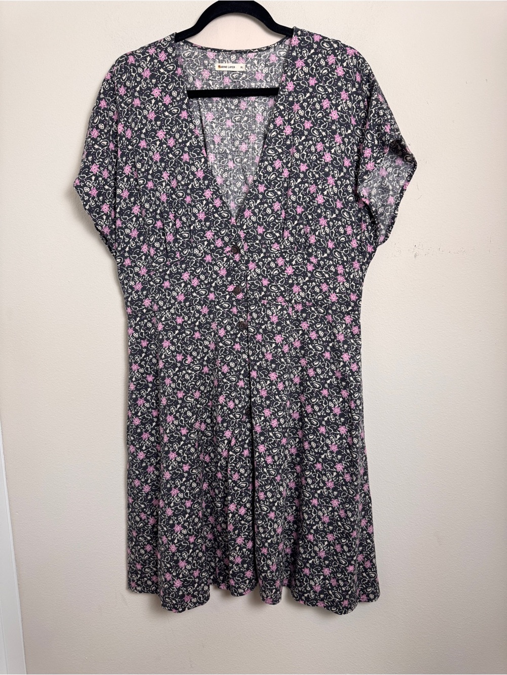 Marine Layer Floral Mini Dress V Neck Boho Size XL Summer Beach Casual